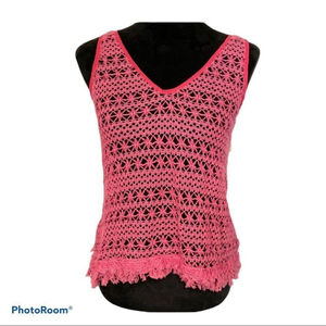 Sanctuary NWT Carnival Crochet tank top pink